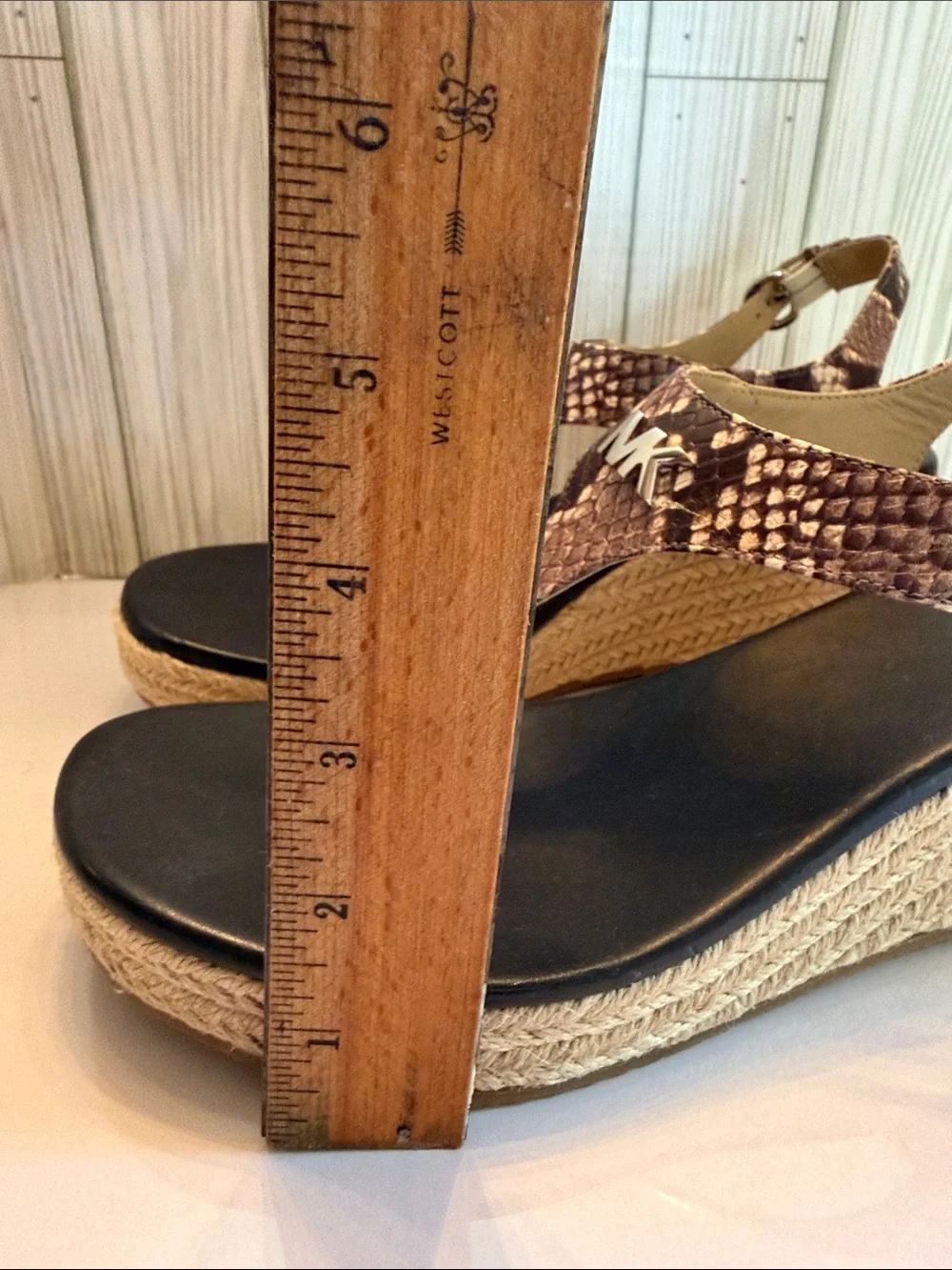 Michael Kors Black Footbed Snake-Print Wedge Sandals
